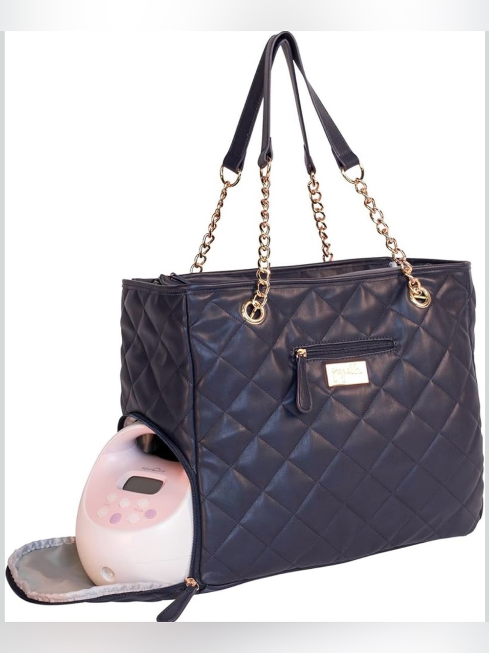 Jay Elle Duchess Quilted Navy Baby Breast Pump Bag w/ Gold Chain | 6-Piece Set - Picture 16 of 16